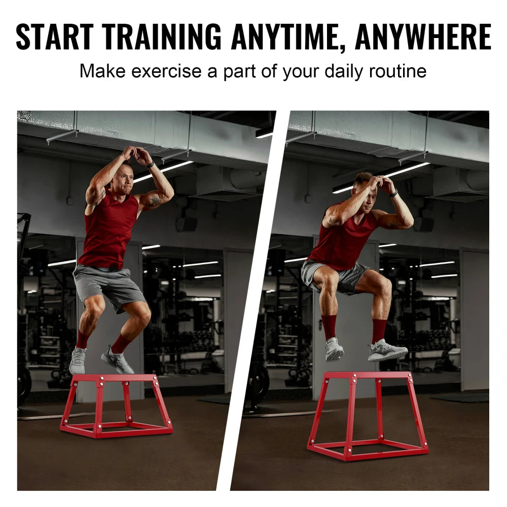 18 Inch Steel Plyometric Jump Box | Anti-Slip Step Up Box for Home Gym Training