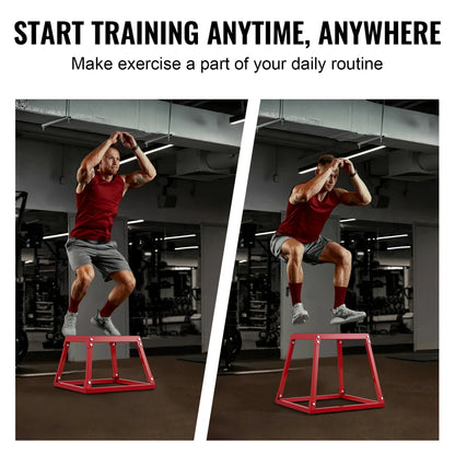 18 Inch Steel Plyometric Jump Box | Anti-Slip Step Up Box for Home Gym Training
