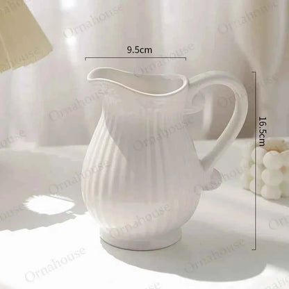 European Style Relief Ceramic Vase, Flower Arrangement, Milk Pot Vases, Living Room Decoration, Retro
