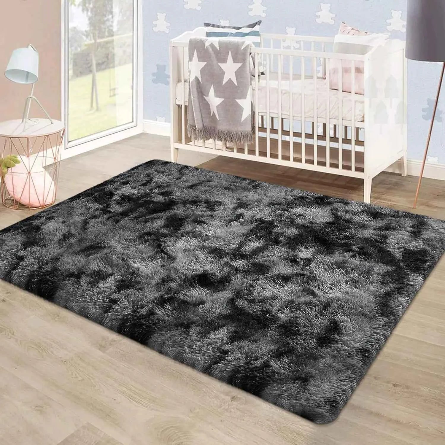 Soft Area Rugs for Living Room Non-Slip Thick Plush Carpets for Winter Anti-Slip Fluffy Artificial Velvet Rugs Soft Gray Carpets