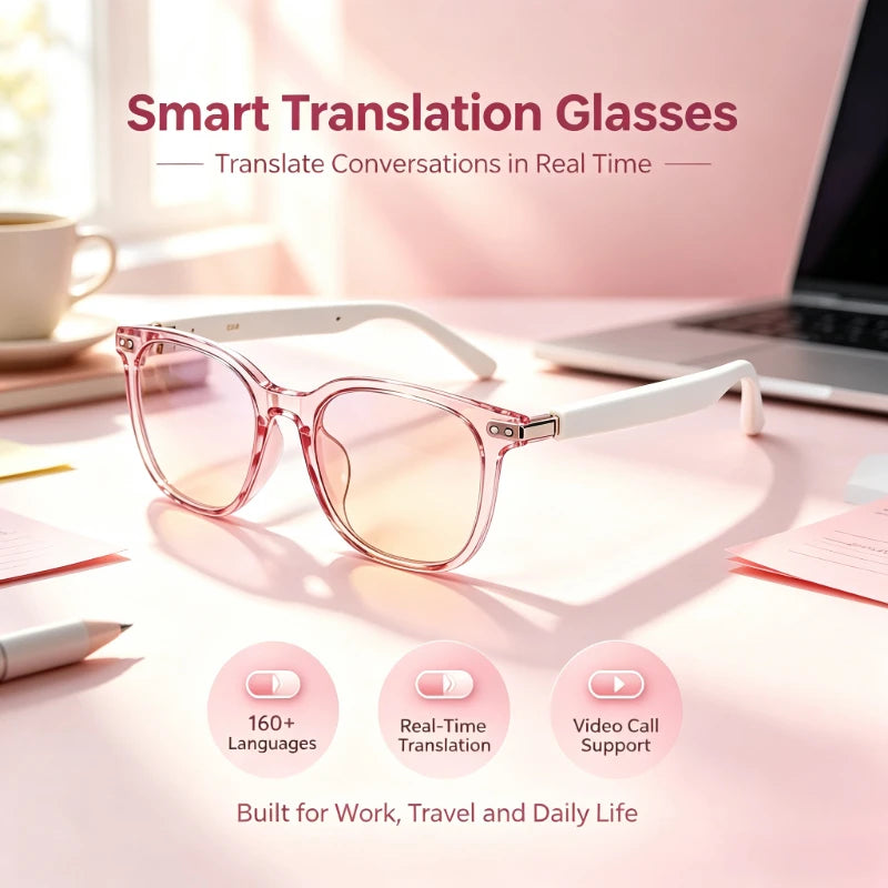 Smart Translation Glasses – 160 Languages, Photochromic Lenses, Bluetooth Audio, Drive & Cycle Safe