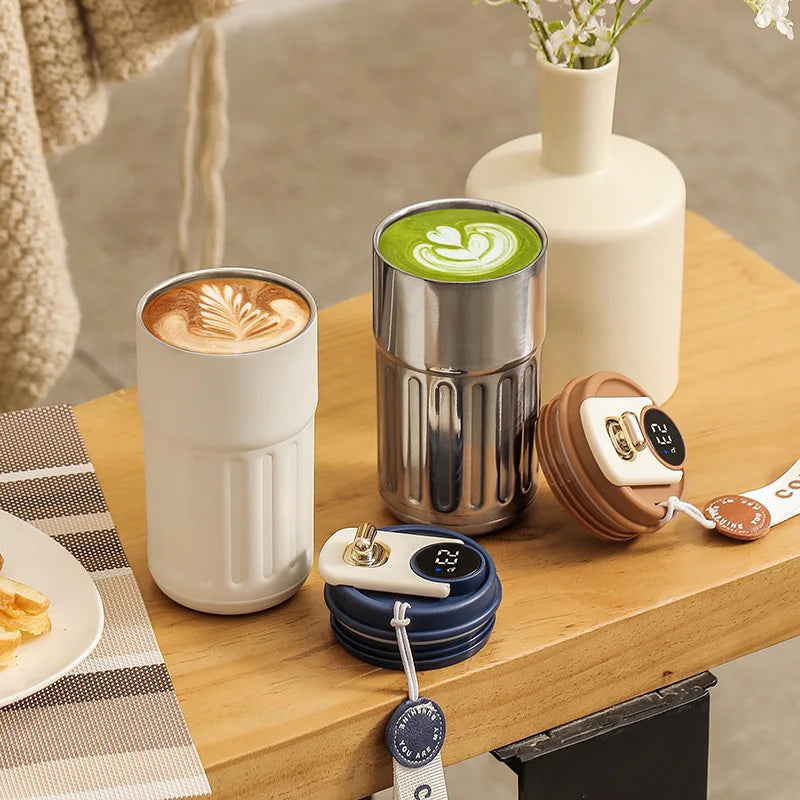 Smart Temperature Display Thermos Bottle 450ml – 316 Stainless Steel Portable Coffee Mug