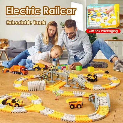 Kids Electric Track Toy Engineering Minin Car Set Puzzle Boy Toys Track Car Train Toys For Children Birthday Christmas Gifts