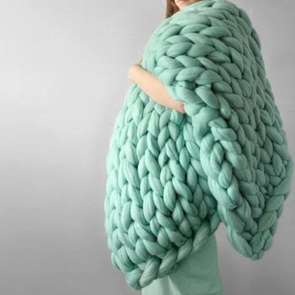 Comfortable Chunky Knit Blanket Fashion Knitted Blanket Winter Warm Sofa Bed Throw Blankets Hand-woven Home Gifts