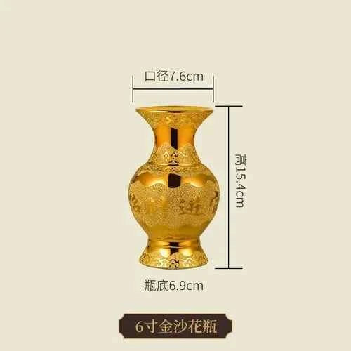Stainless steel golden vase ceramic vase Buddhist hall and Buddhist utensils Offering Buddha Vase living room home decoration