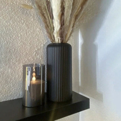 Striped Ceramic-Look Vase — Lightweight Decorative Flower Vase for Home & Floral Display