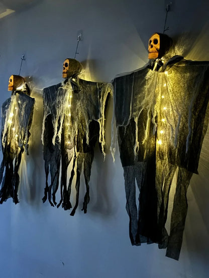Halloween Hanging Ghost Decorations Skull Scary Gauze Fabric for Haunted House Porch Scary Props Terror Party Hanging Ornaments
