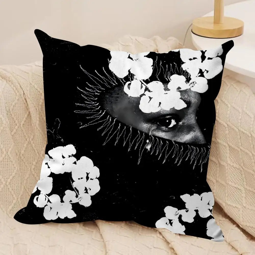 Denim Tear Print Double-Sided Plush Cushion Cover