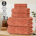 6-Piece Bath Towel Set, 2 Bath Towels + 2 Hand Towels + 2 Square Towels