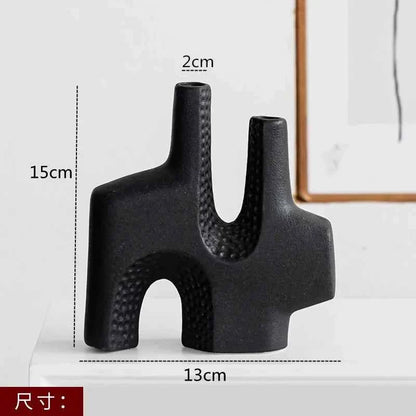 Nordic Decoration Home Flower Vase Black and White Art Ceramic Vase Minimalism Dried Flower Arrangement Accessories B&B Ornament