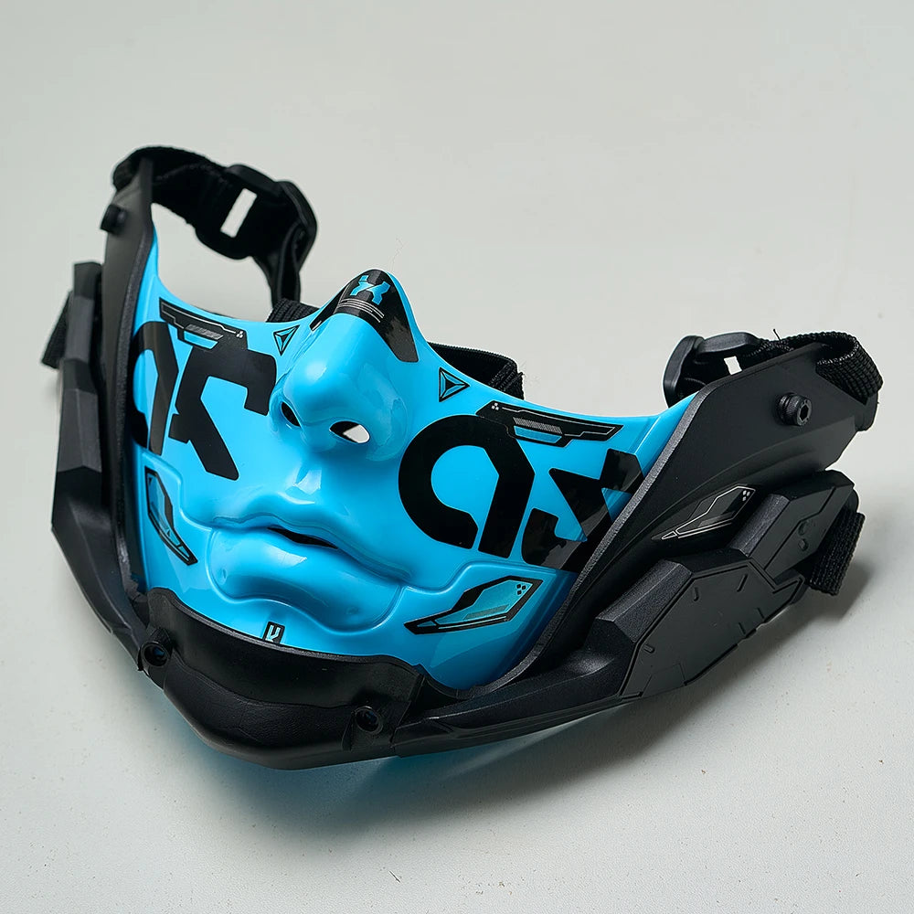 JAUPTO Cyberpunk Mecha Half Mask Breathable Tactical Cosplay for Halloween Rave Streetwear