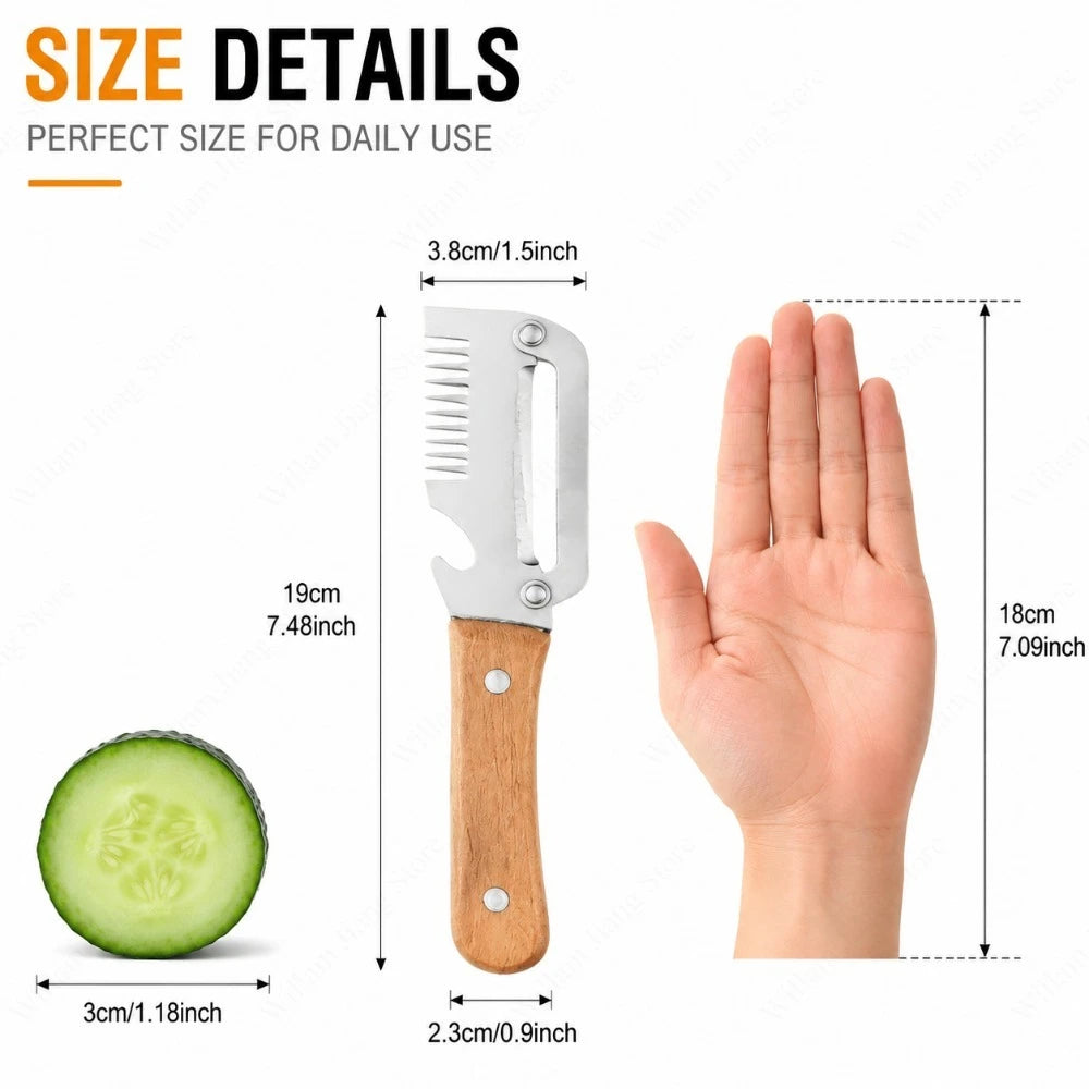 Kitchen Fruit Vegetable Processing Tool Peeler Stainless Steel Paring Knife Ergonomic Handle Portable Gadget for Daily Cooking