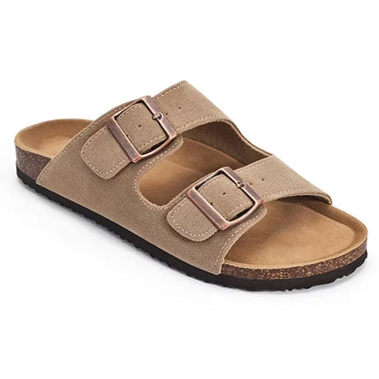 Men’s Suede Clogs — Soft Leather Cork Sandals with Arch Support