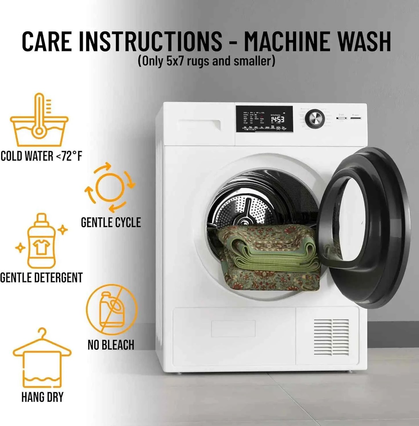 VIKAMA Washable Foldable Imitation Cashmere Carpet Entry Door Mat Persian Retro Style Living Room Bedroom Bed Soft Mat