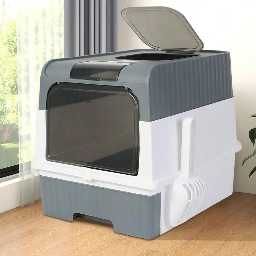 Fully Enclosed Cat Litter Box, Top Entry & Drawer