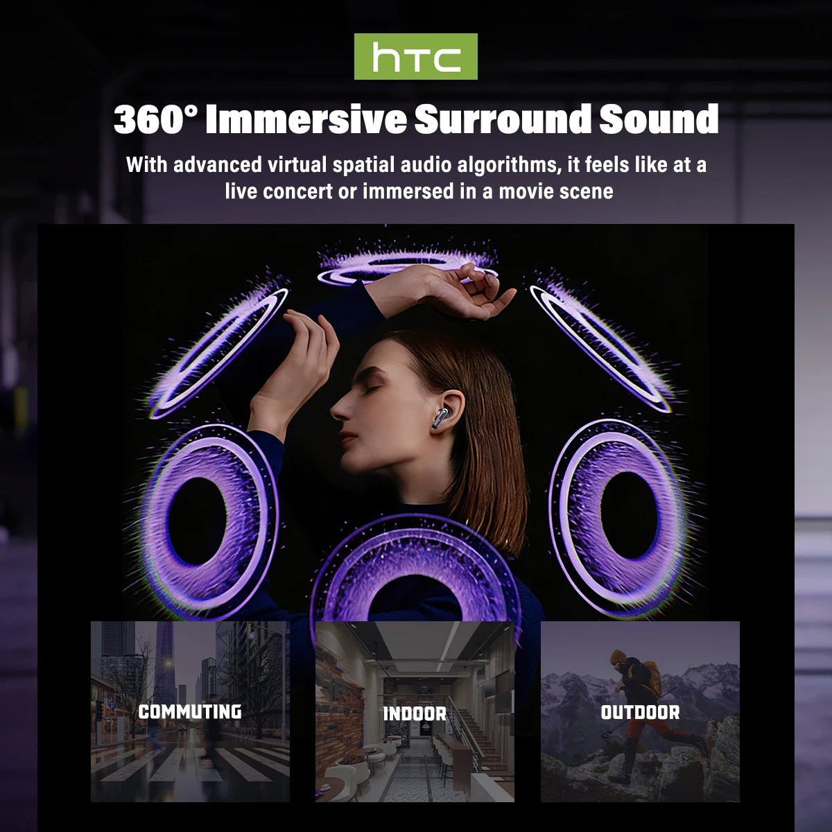 HTC NE70 Wireless Earbuds – Bluetooth 6.0, AI Translator, HD LCD Display, 30H Battery
