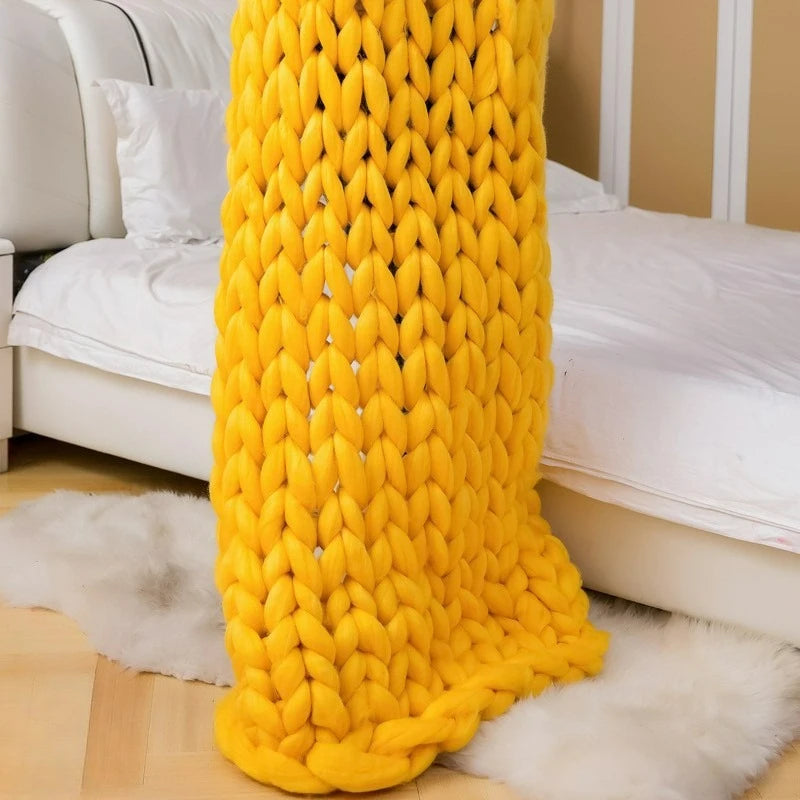 Comfortable Chunky Knit Blanket Fashion Knitted Blanket Winter Warm Sofa Bed Throw Blankets Hand-woven Home Gifts