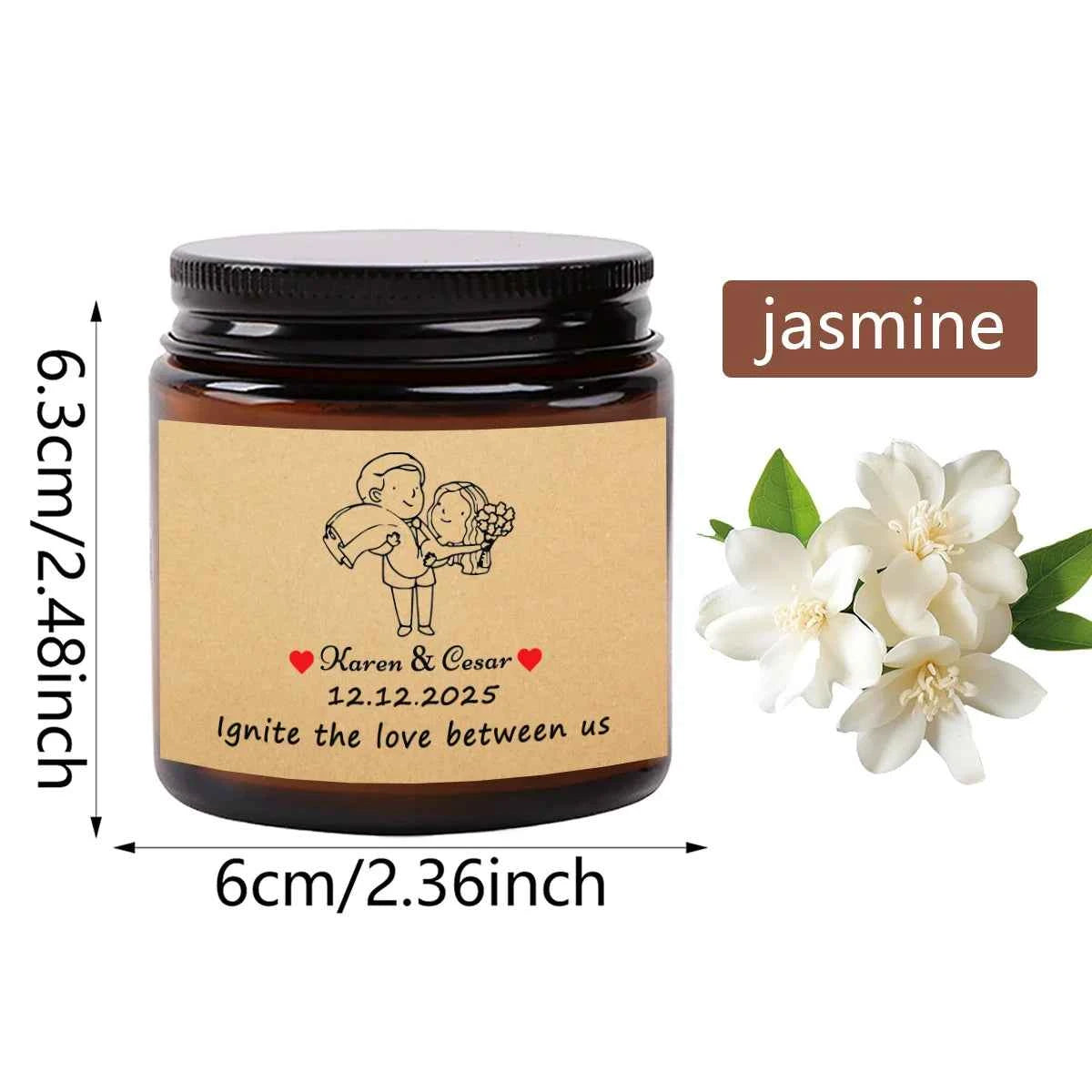 2.4-ounce custom souvenir personalized scented candles, an excellent gift for birthday parties and weddings.