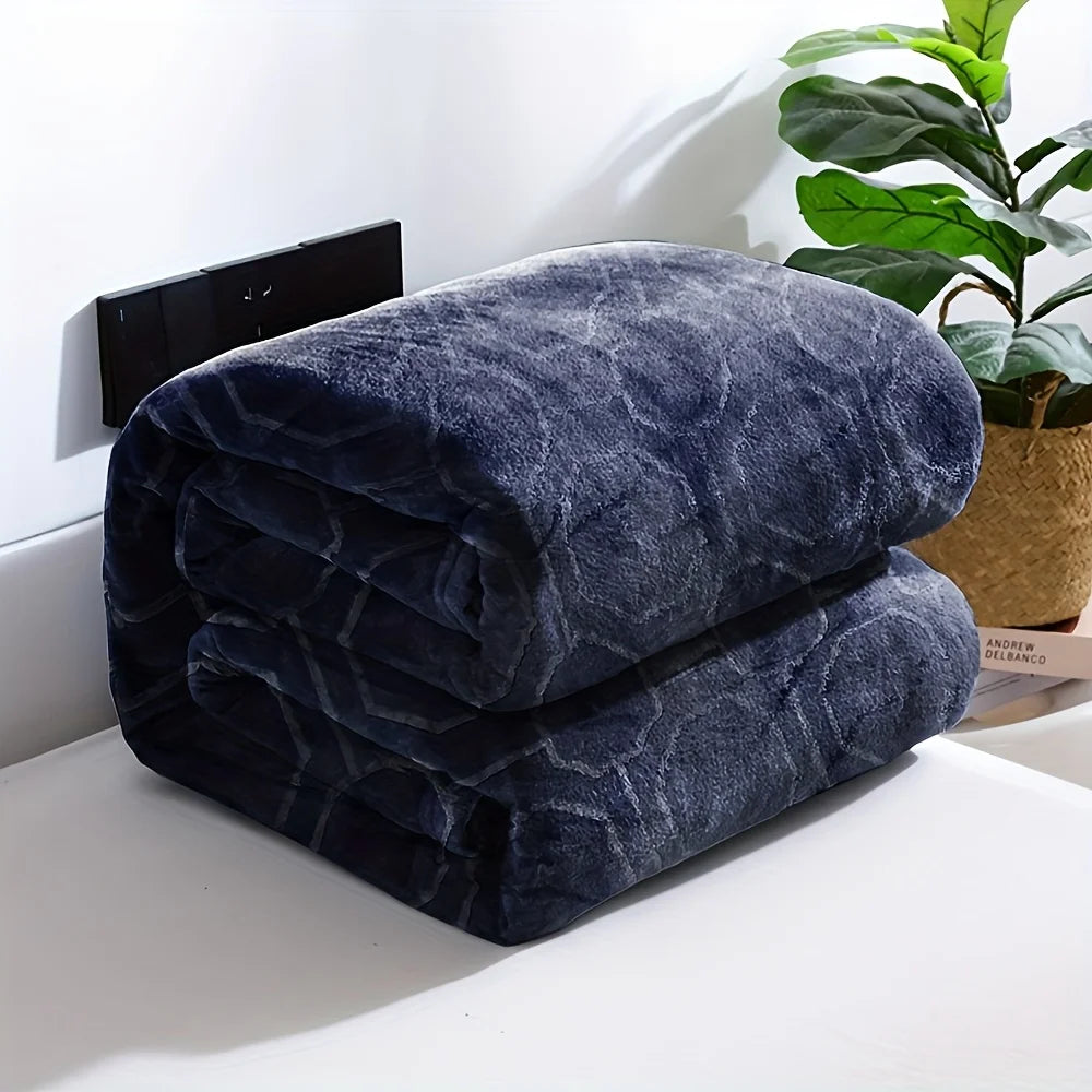Luxurious Blue Flannel Throw Blanket - Ultra-Soft Cozy Winter Bedroom & Couch Cover,Good For Sleep,1KG,LARGE BLANKET