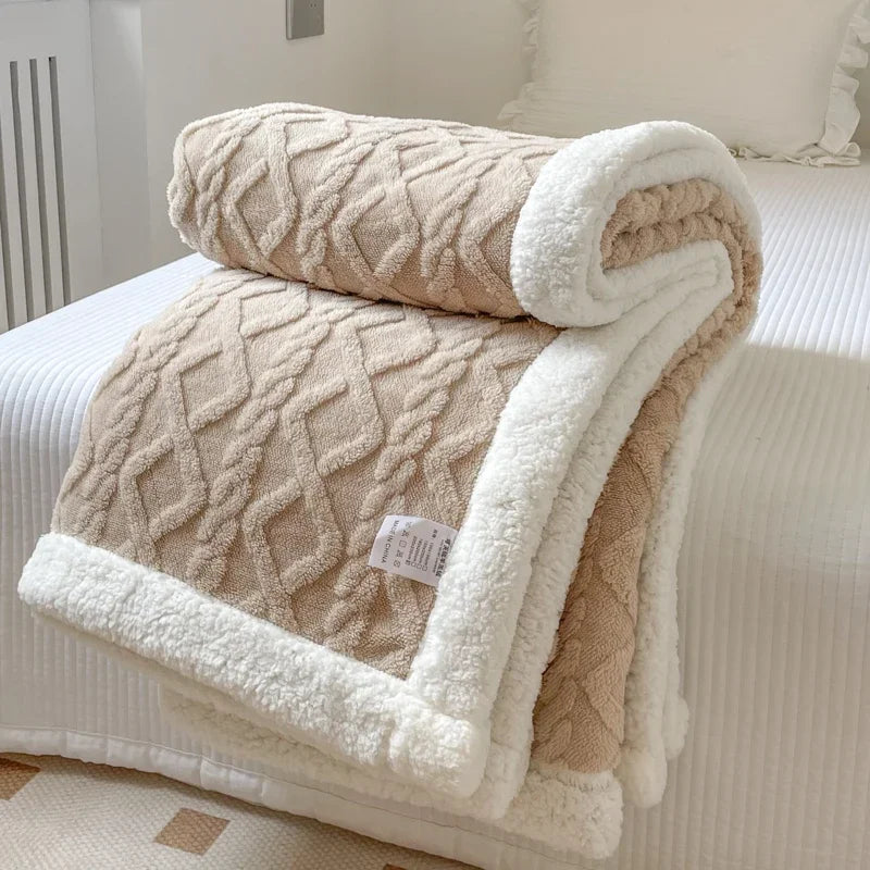 Warm Insulated Plain Milk Fleece Blanket Universal Couch Cover Multiple Sizes Option