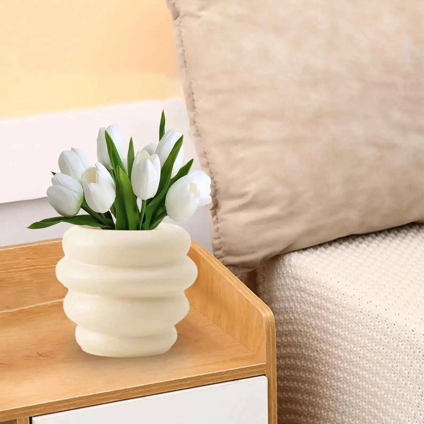 Ceramic Flower Vase Plants Holder Planter Decors Cosmetics Lipstick Bud Vase Flower Pot Makeup Brush Holder for Bathroom Dresser