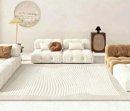 Modern White Minimalism Large Living Room Carpet Light Luxury Beige Decoration Bedroom Carpet Soft Lounge Rug Washable Floor Mat