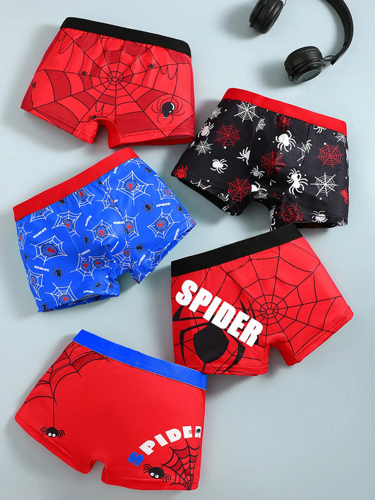 5-Pack Spider Print Boys Underwear, Soft Cotton