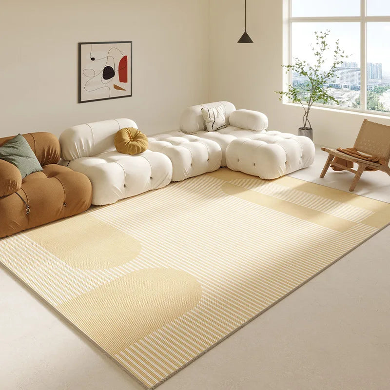 VIKAMA Simple Geometric Line Area Rug – Non-Slip Soft Flannel Carpet for Living Room & Bedroom