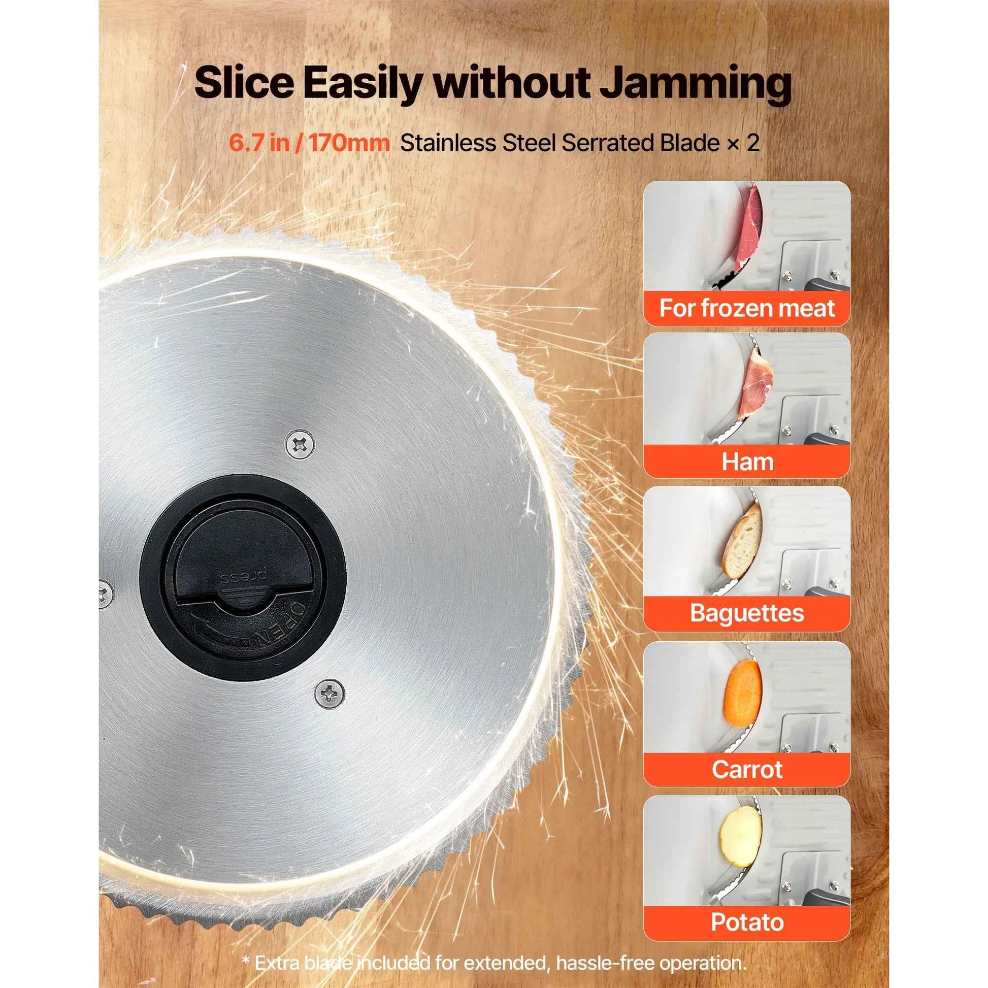 SucceBuy 6.7-10 inch Meat Slicer Electric Deli Slicer Machine with two SUS420 Blades Home Food-Slicer for Meat, Ham, Baguett