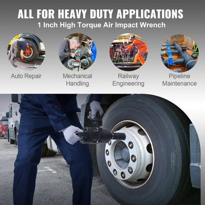 Air Impact Wrench Up to 2730 ft-lbs Reverse Torque Output 1inch Pneumatic Impact Gun for Repairs and Maintenance