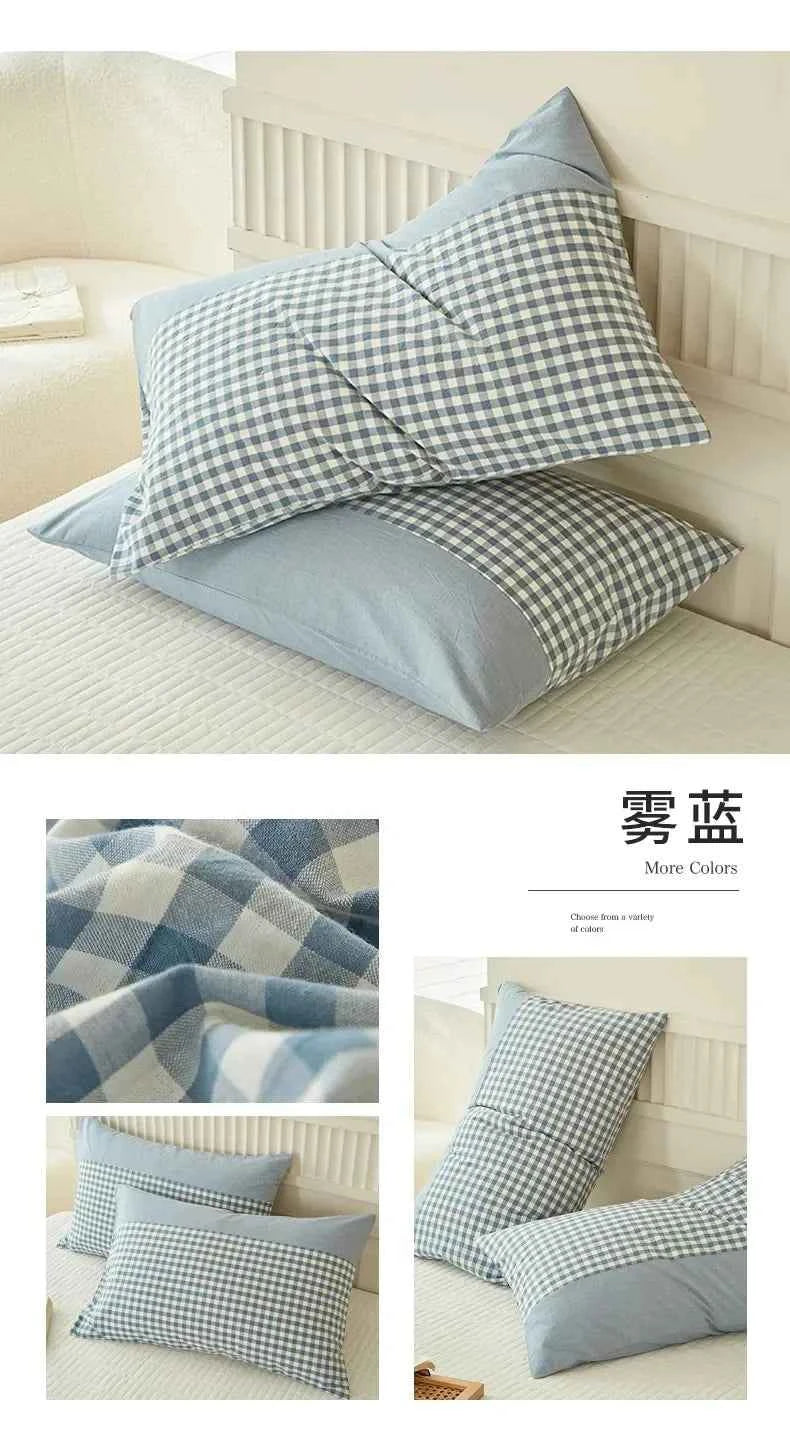 Pillowcase Envelope Style Plaid Couples Plain Ins 48x74cm 100% Pure Cotton Home Textile Household Bedroom Throw Pillow Case