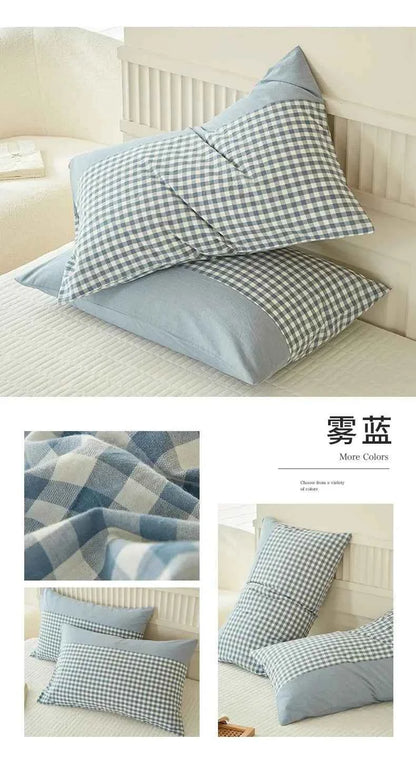 Pillowcase Envelope Style Plaid Couples Plain Ins 48x74cm 100% Pure Cotton Home Textile Household Bedroom Throw Pillow Case