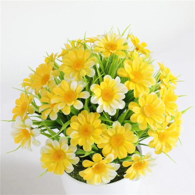 1pc High Quality Green Plant Potted Plants, DIY Desktop Simulation Spring Grass Chrysanthemum, Small Bonsai for Home Decoration