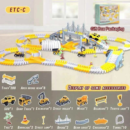 Kids Electric Track Toy Engineering Minin Car Set Puzzle Boy Toys Track Car Train Toys For Children Birthday Christmas Gifts