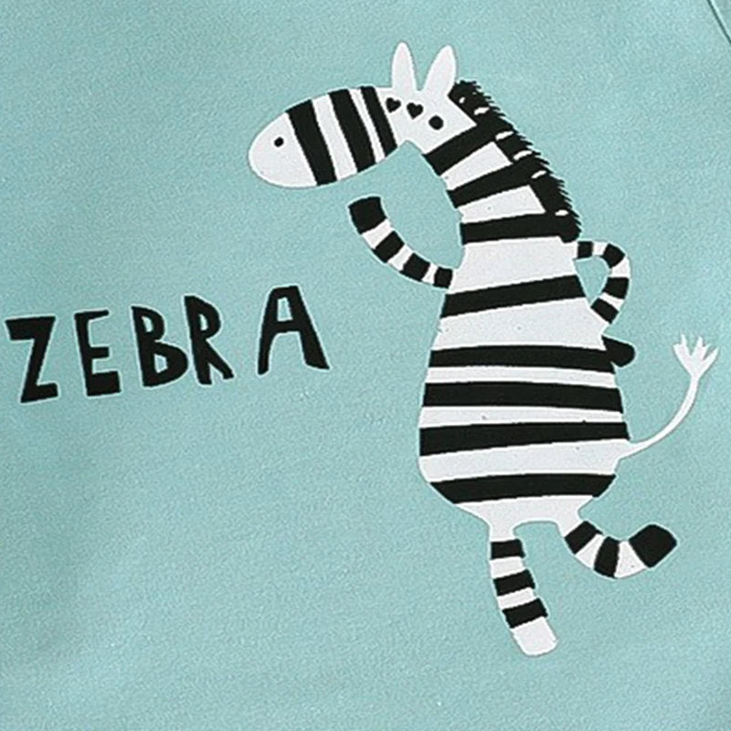 Zebra Print Tee & Striped Shorts 2-Piece Set