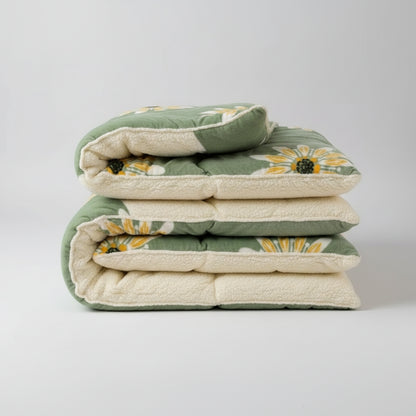 Cozy Floral Snowflake Winter Blanket | Soft Warm Light Green Throw for Bedroom & Guest Room