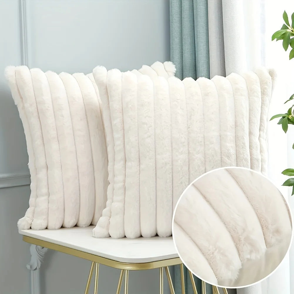 Striped Corduroy Pillow Case, Gray, Multi-Room Use