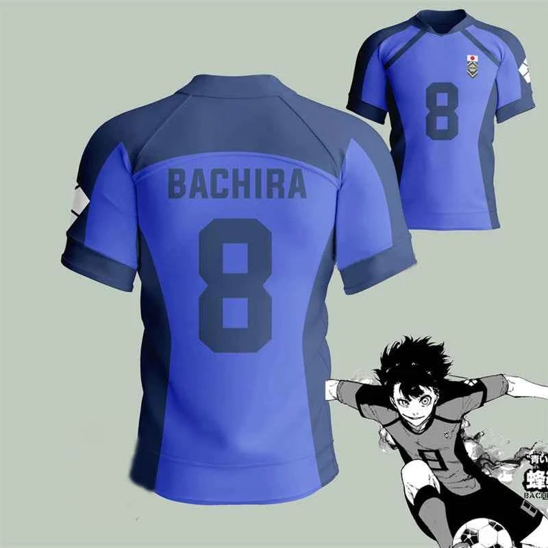 Anime Japan Blue Lock Isagi Yoichi Football Jersey T-shirt Cosplay Hyoma Chigiri Meguru Bachira Tee Custom Name Number Clothes