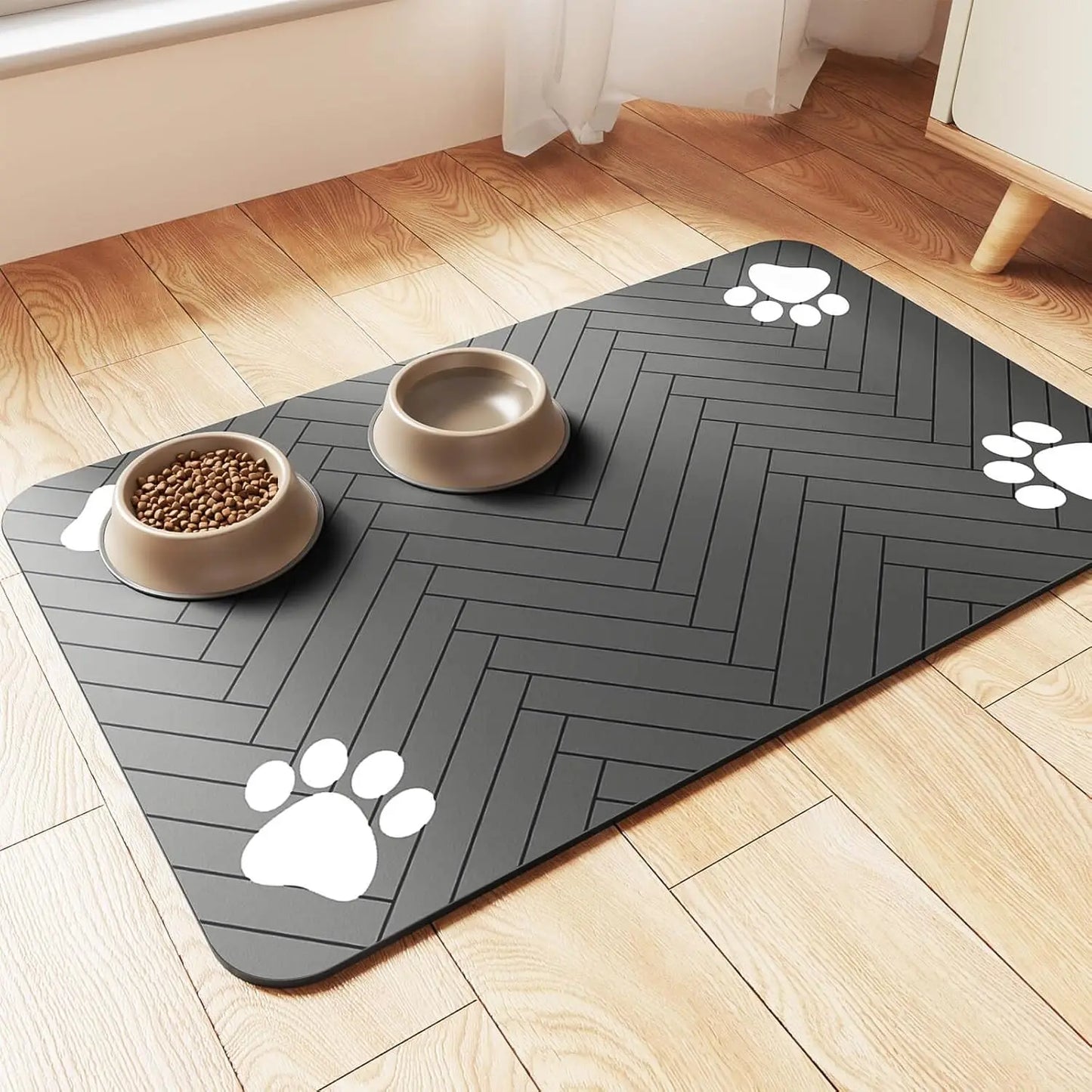 Absorbent Pet Feeding Mat — Waterproof Non-Slip Placemat for Dog & Cat Food Bowls