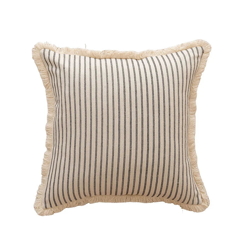 Modern Striped Pillow Covers Minimalist Bohemian Sofa Cushion Cases Stylish Tassel Throw Pillowcase Cozy Bedroom Decor Covers