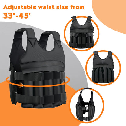 Adjustable Weighted Vest for Men And Women, Heavy Duty Weighted Vest, Black Oxford Fabric, for Strength Training, Cardio - Ergonomic Design, Muscle Building, Running Gear, Outdoor Fitness (Weight Plates Not Included)