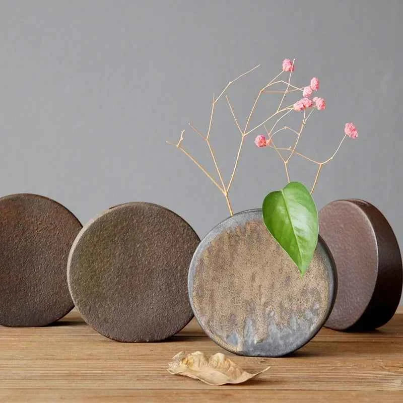 Rough Pottery Vase Ornaments Retro Tea Ceremony Flower Ware  Zen Flower Arrangement Ceramic Tabletop Vase Decorative Ornaments