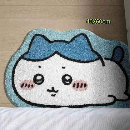 Hot Chiikawa Cartoon Rug Anime Hachiware Usagi Plush Floor Mat Bathroom Non-Slip Carpet Car Cushion Soft Living Room Decor Gifts