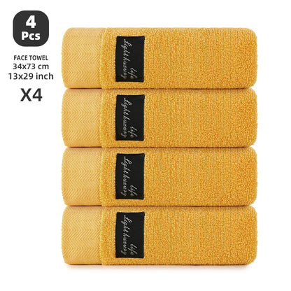 4-Pack 100% Cotton Towels, Soft & Comfortable, High Water Absorbency, Hair-Drying