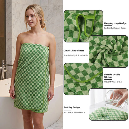 4-Piece Towel Set, 2 Bath Towels + 2 Hand Towels, Checkerboard Pattern