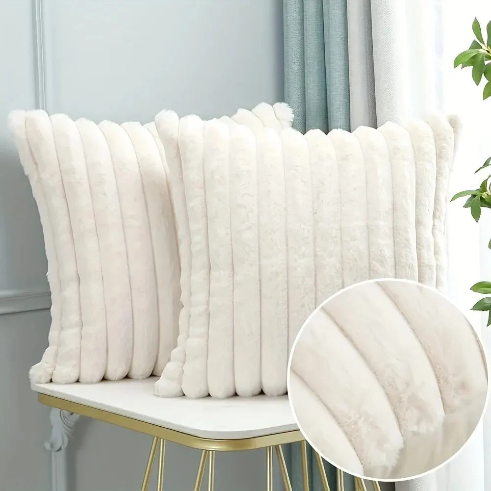 Striped Corduroy Pillow Case, Gray, Multi-Room Use