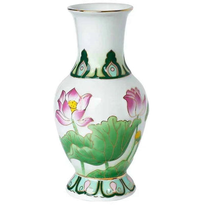 Home Ceramics Lotus Vases Ornaments Buddha Hall Worship Accessories Living Room Flower Arrangement Vase Decoration Crafts