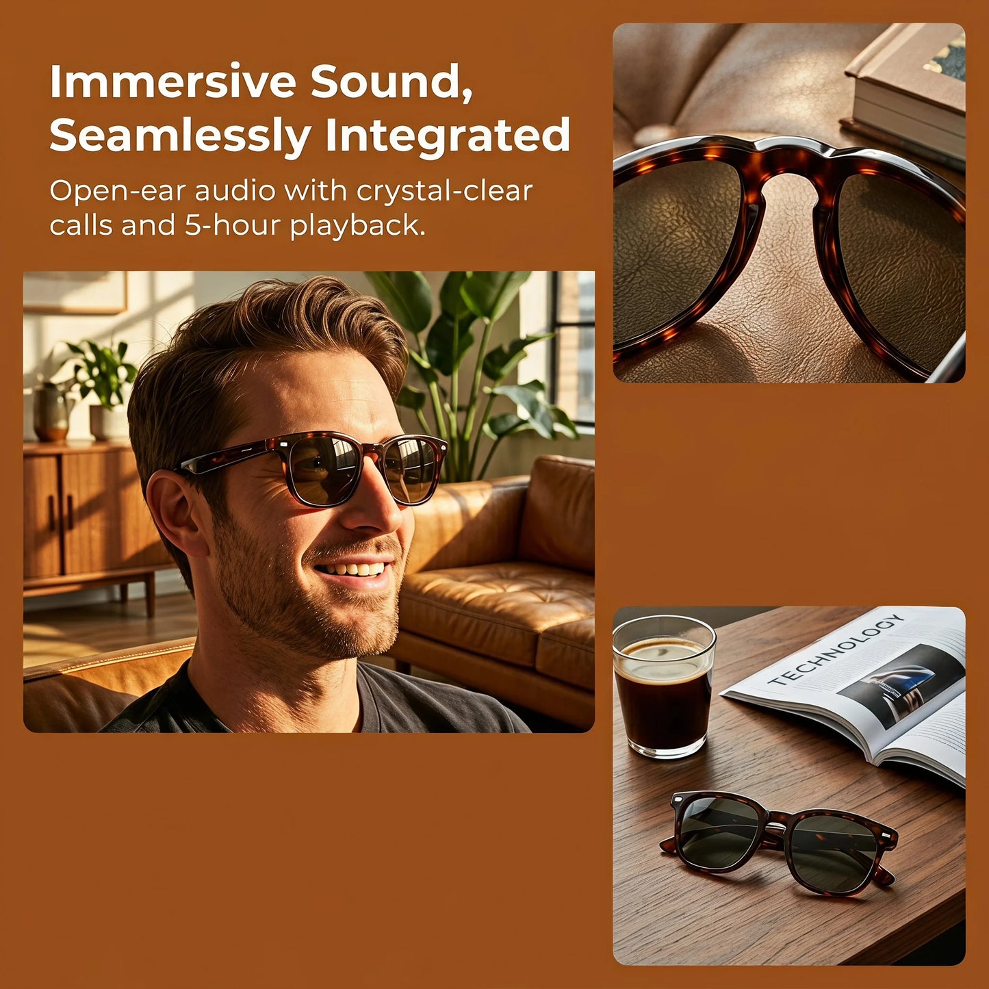 Smart Wireless Sunglasses – Touch Control, AI Translation, Music & Calls, Ultra-Light