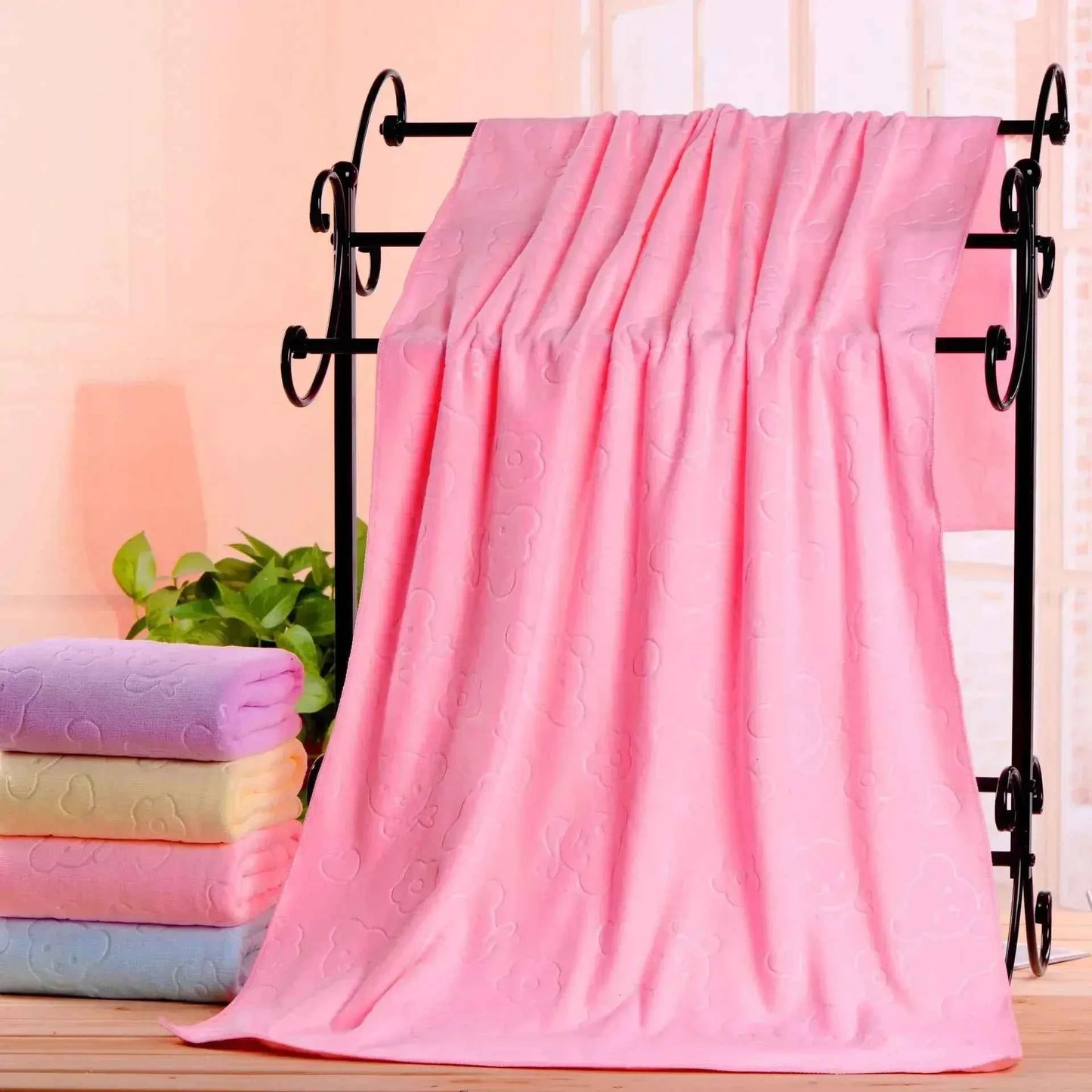 34x74cm Ultra Fine Fiber Embossed Teddy Bear Towel, Beach Towel, Absorbent and Soft Gift Towel Hand Towel  Face Towel Beach