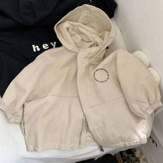 Kids Hooded Zipper Jacket, Spring Autumn Cartoon Print